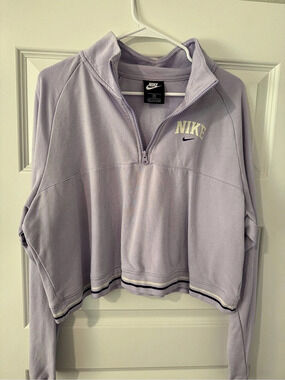 Nike Fleece Half-Zip Long-Crop Sweatshirt Lavender, Purple XL